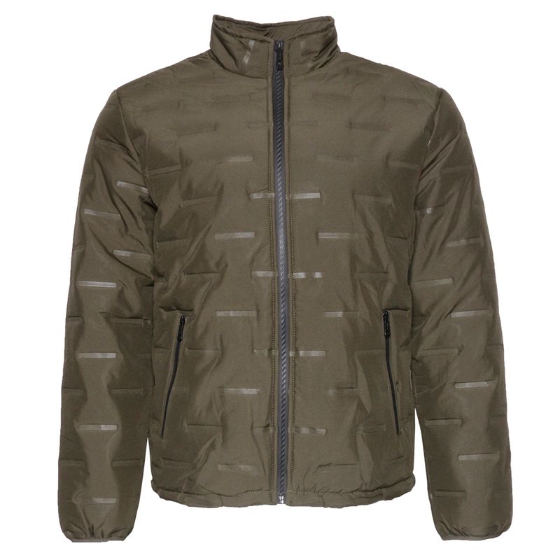 Mens Puffer Jacket Warm Lining Mechanical Stretch Zip Front Pockets Olive